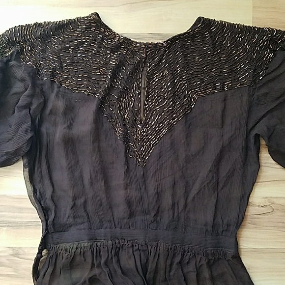 Vintage  1920s 1930s Brown and Copper Beaded Gown - Picture 3 of 7